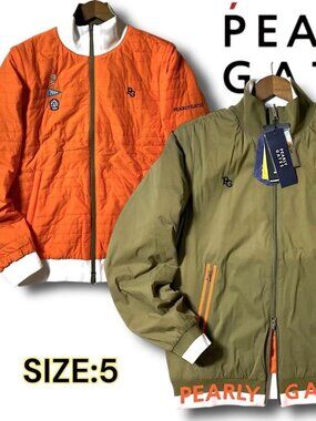 PEARLY GATES Men's Reversible Khaki & Orange Golf Jacket/Vest  Size 5 (L) 10808